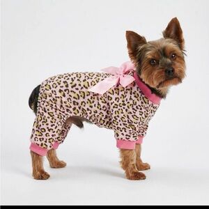 Chic Pink Leopard Dog Pajamas with Bow